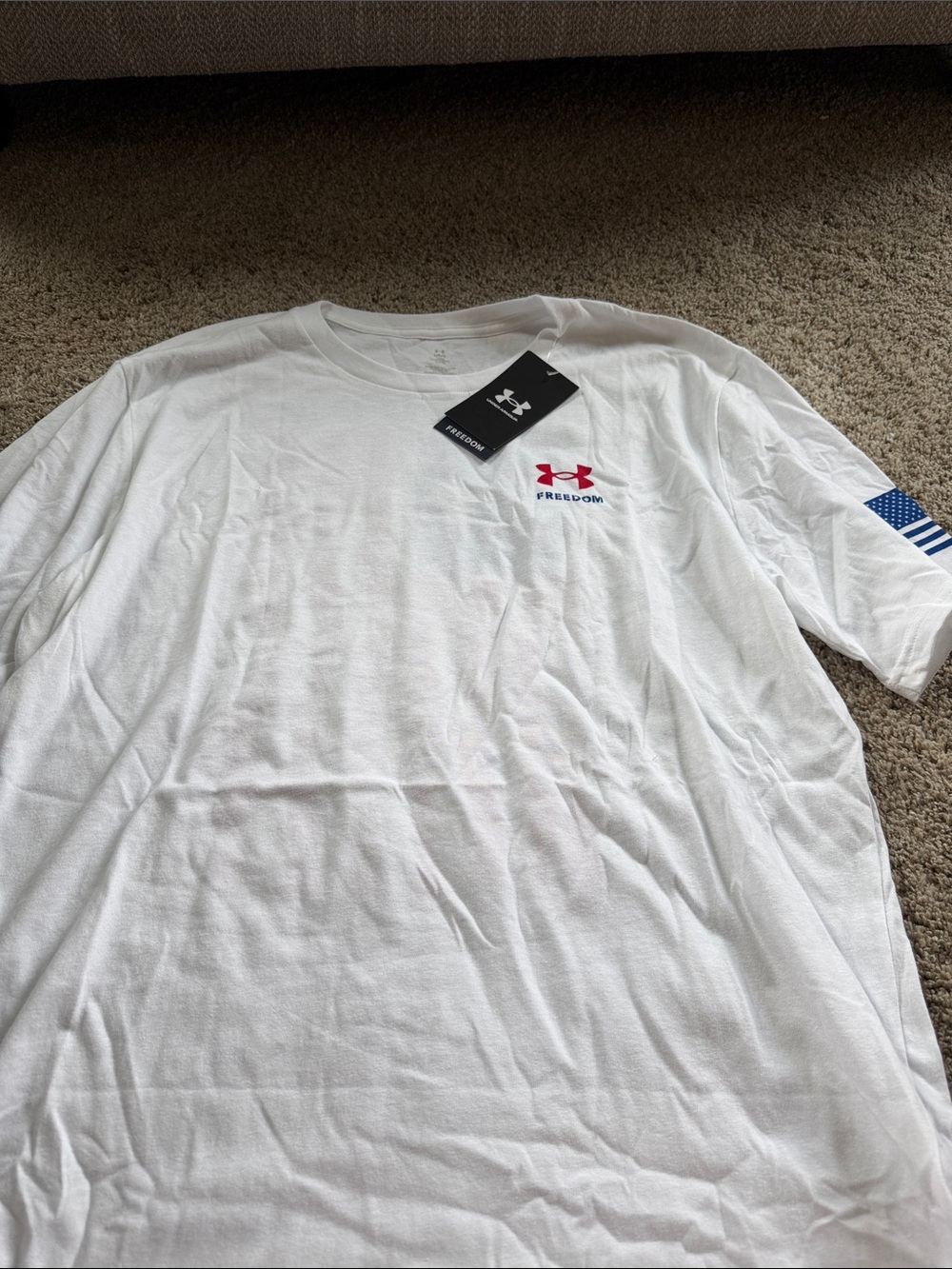 Under Armour White Short-Sleeve Tee with Red Logo